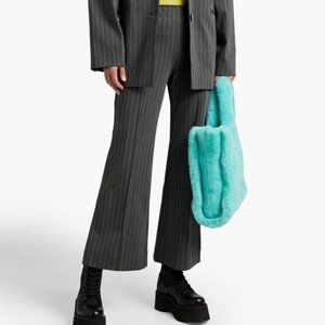 Ganni Anthracite Pinstripe Twill Flare Pants